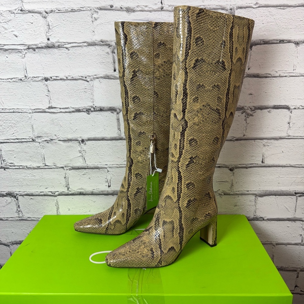 Sam Edelman Sylvia 2 Snakeskin Python Print Tall Knee High Boots Size 6 NEW